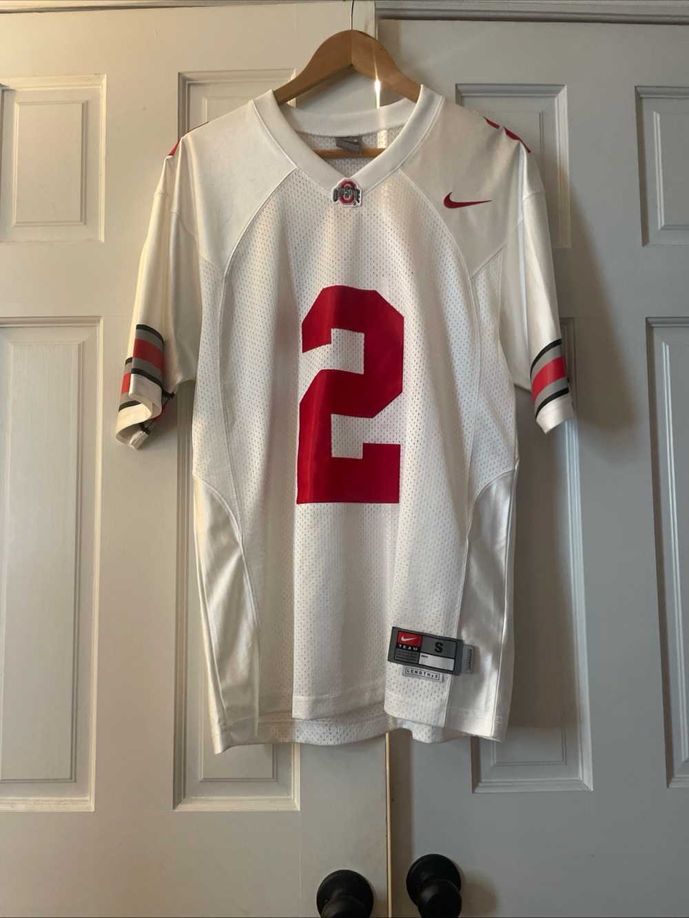 Ohio State Buckeyes Football Jersey Mens Small White Red Football Nike NCAA